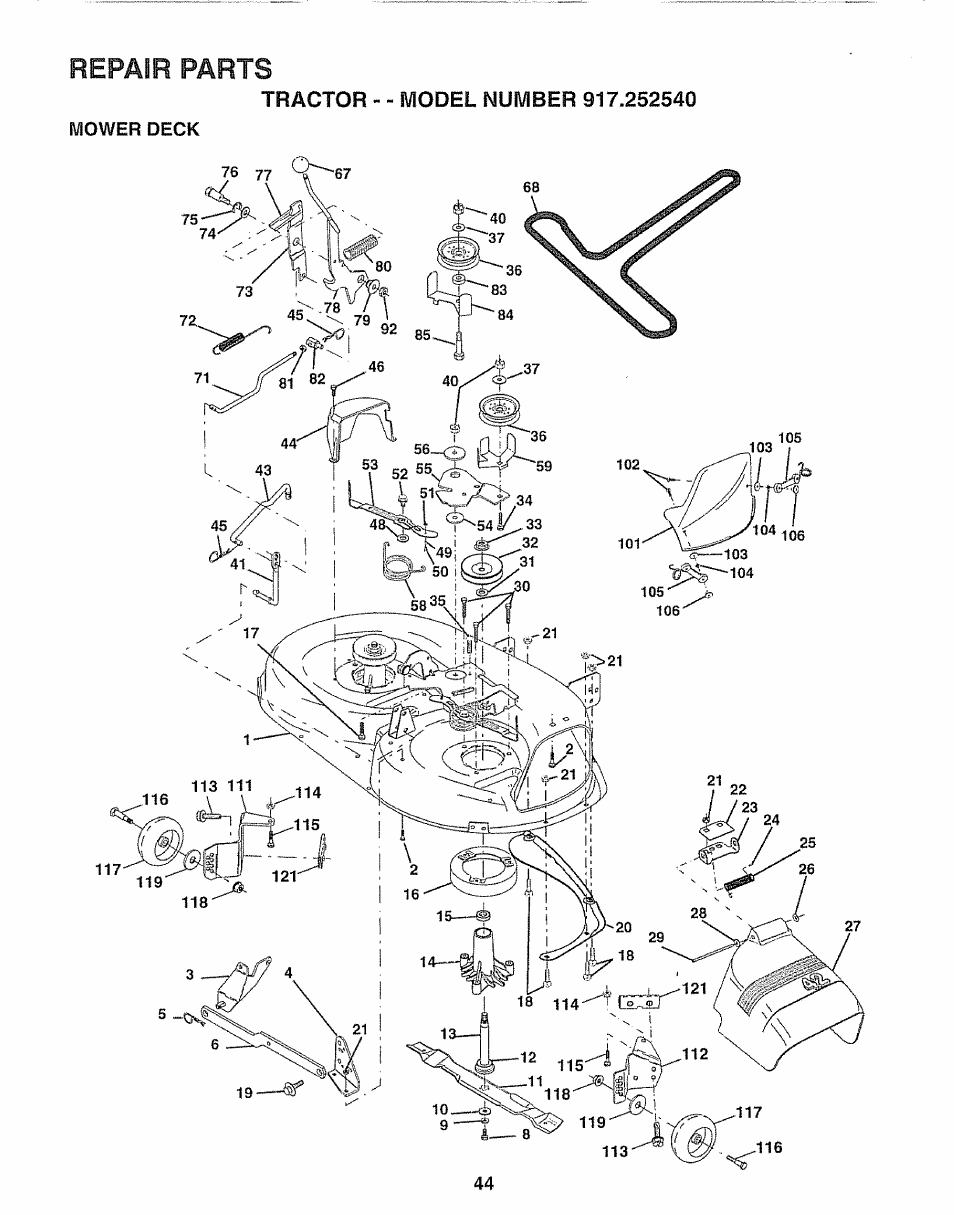 Repair parts | Sears 917.25254 User Manual | Page 44 / 56
