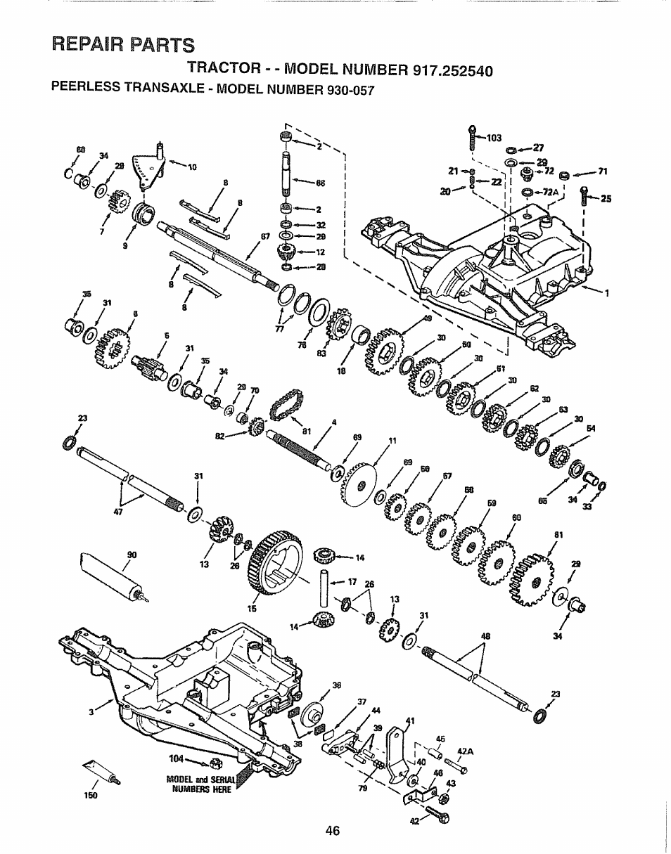 Parts | Sears 917.25254 User Manual | Page 46 / 56