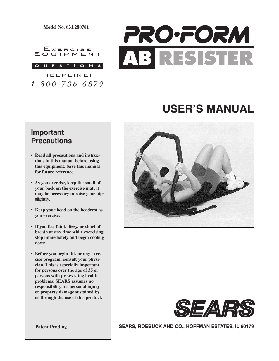 Sears 31.280781 User Manual | 8 pages