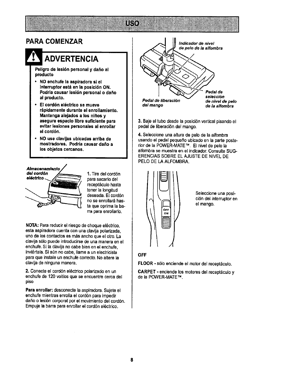 Para comenzar, Advertencia | Sears L0711256 User Manual | Page 26 / 36