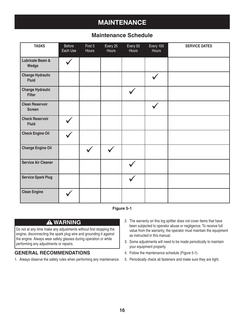 Maintenance | Sears Craftsman 247.7764 User Manual | Page 16 / 60