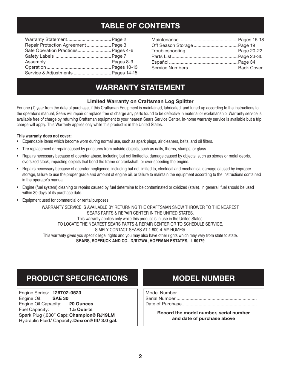 Sears Craftsman 247.7764 User Manual | Page 2 / 60