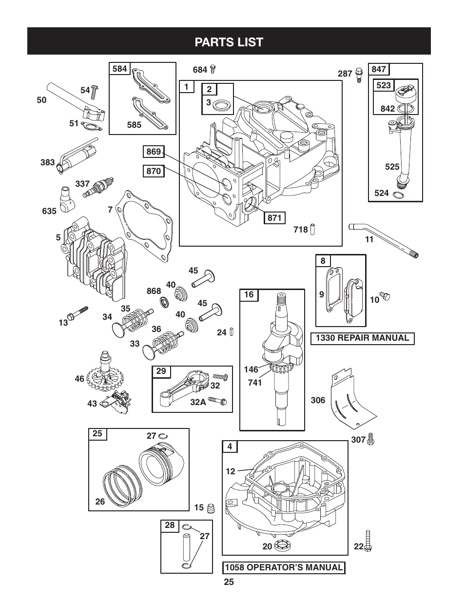 Parts list | Sears Craftsman 247.7764 User Manual | Page 25 / 60