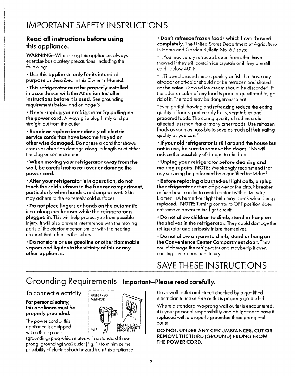 Recidi all instructions before usinq, Triis appliance, Important safety instructions | Appliance | Sears 8EAIRS User Manual | Page 2 / 20