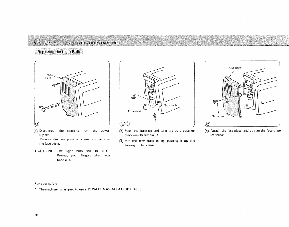 Replacing the light bulb | Sears OVERLOCK 385. 564180 User Manual | Page 39 / 46