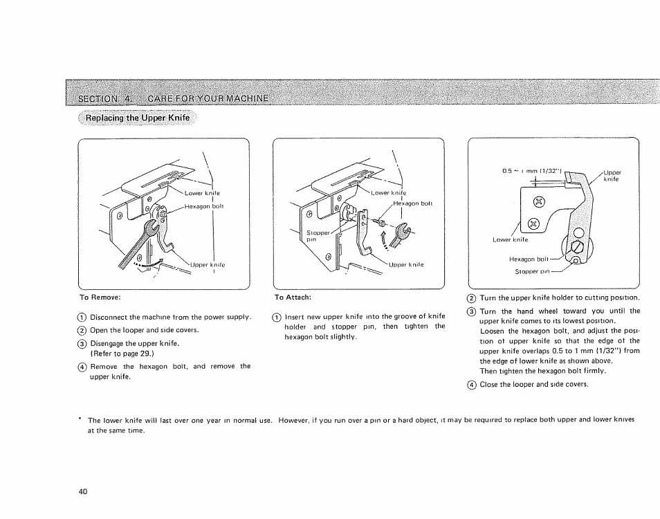 Replacing the upper knife | Sears OVERLOCK 385. 564180 User Manual | Page 41 / 46