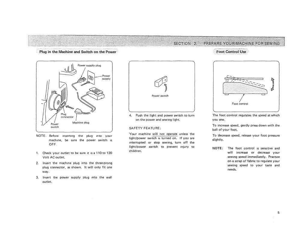 Plug in the machine and switch bn the power | Sears OVERLOCK 385. 564180 User Manual | Page 6 / 46