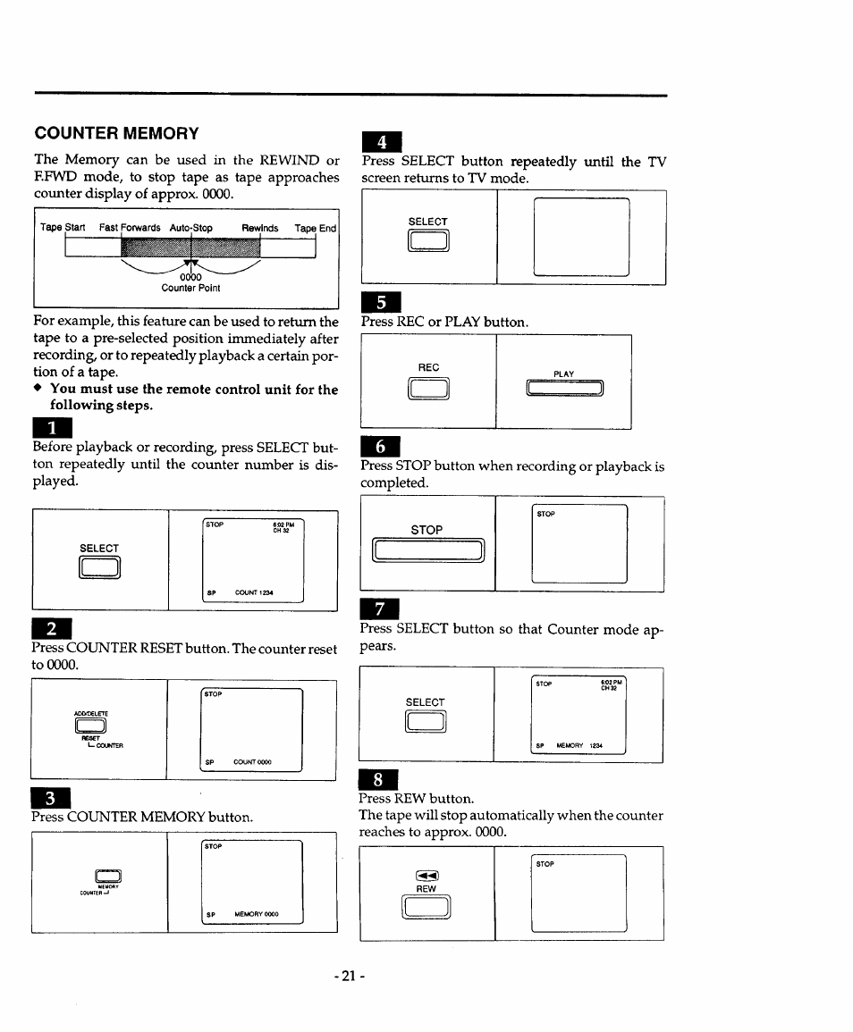 Counter memory | Sears 934.4482639 User Manual | Page 21 / 36