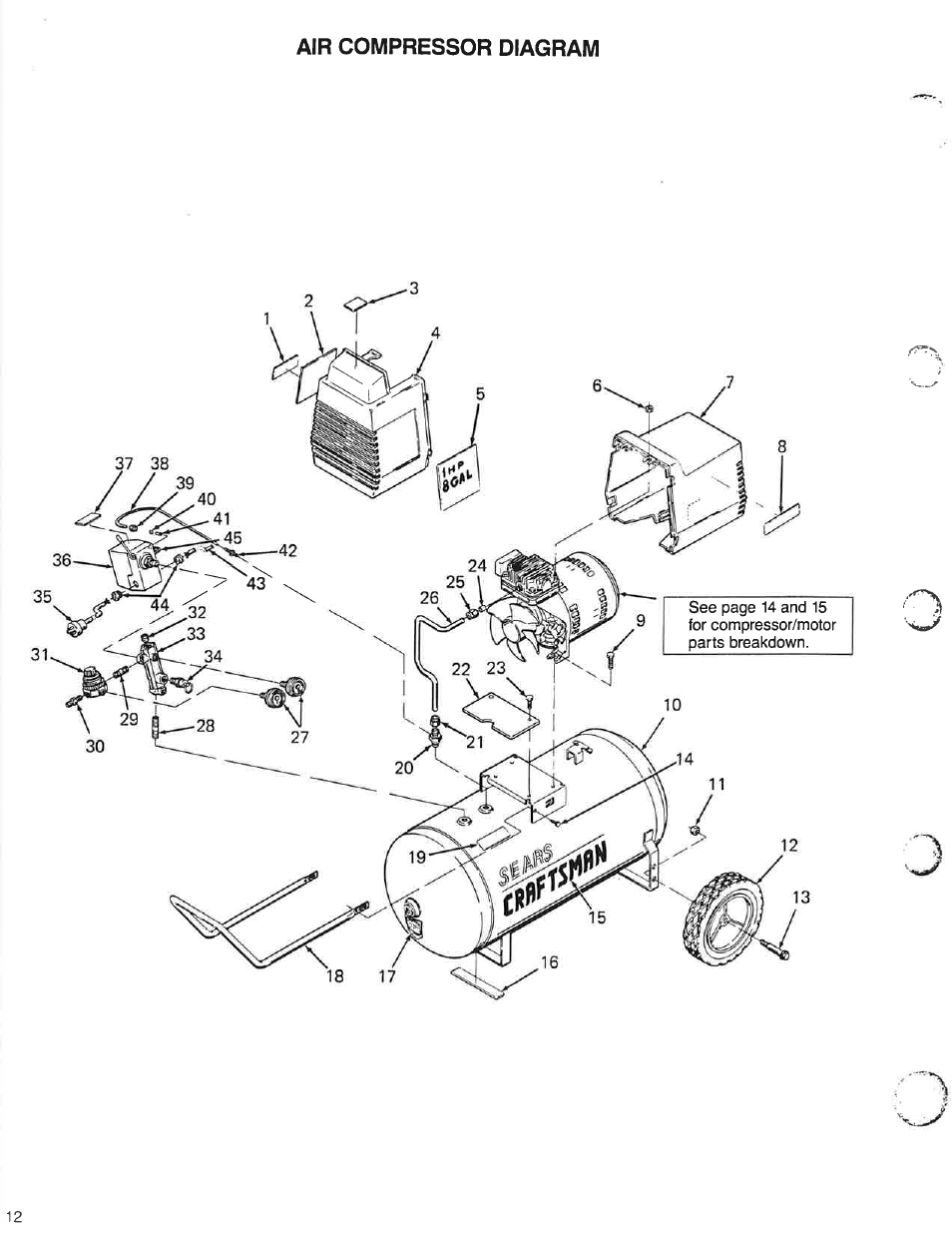 Air compressor diagram | Sears Craftsman 919.153110 User Manual | Page 12 / 16