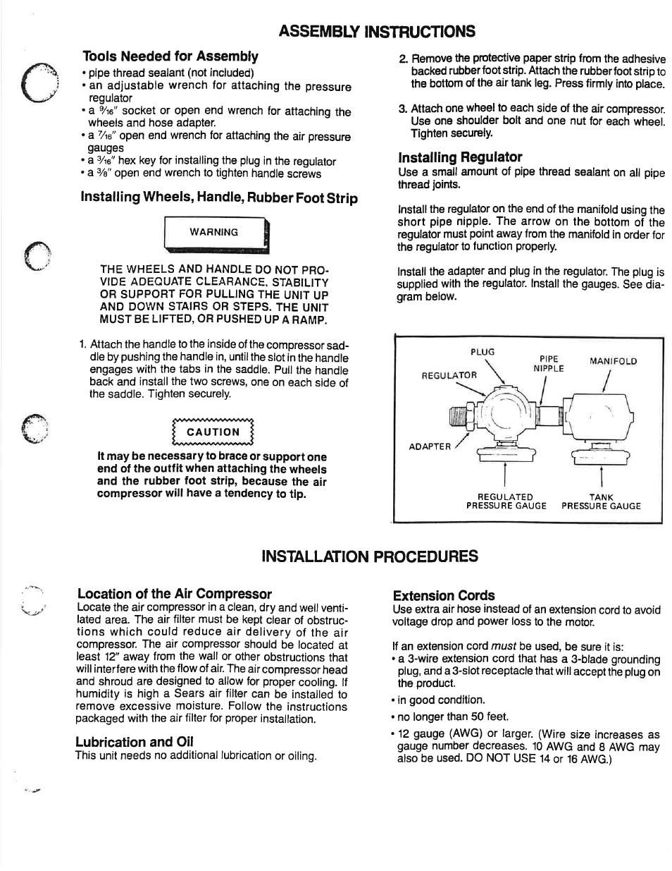 It^î, Assembly instructions, Installation procedures | Sears Craftsman 919.153110 User Manual | Page 7 / 16