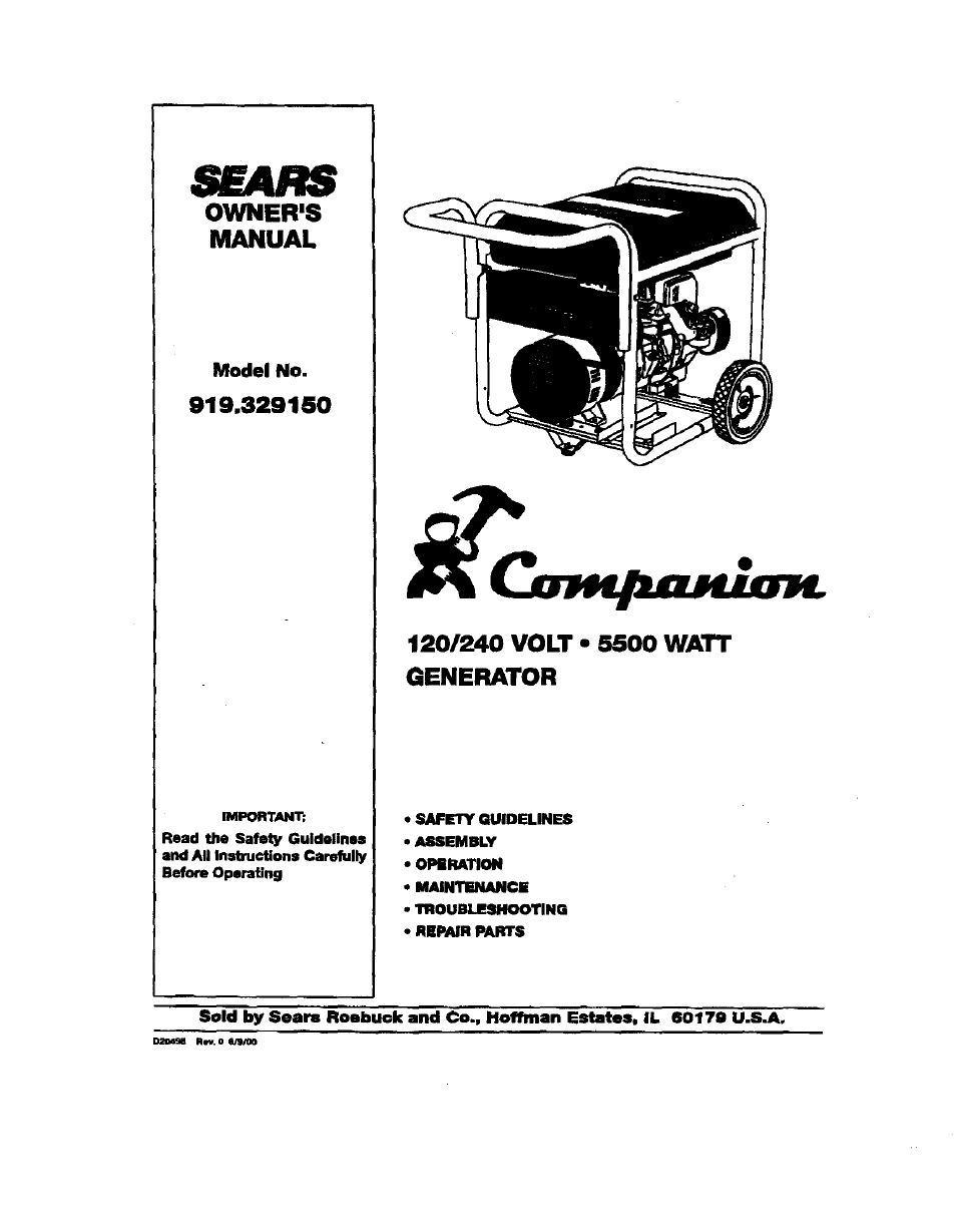 Sears 919.329150 User Manual | 32 pages