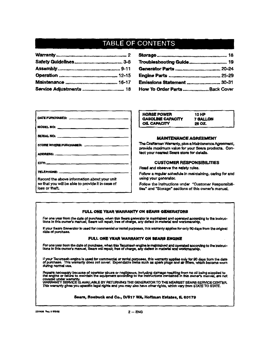 Sears 919.329150 User Manual | Page 2 / 32