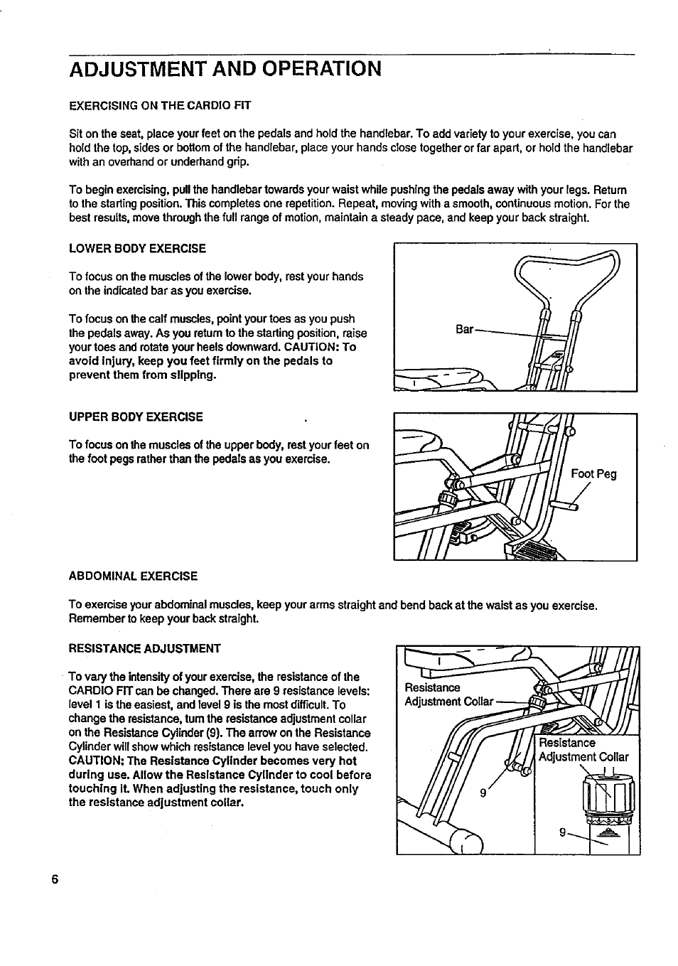 Adjustment and operation | Sears LIFESTYLER 831.287628 User Manual | Page 6 / 12