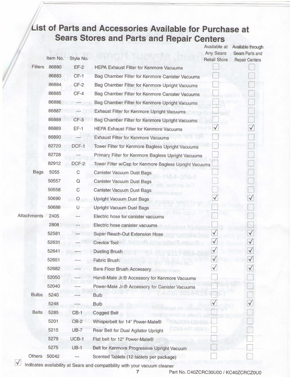 Sears 116.35923500 User Manual | Page 7 / 7