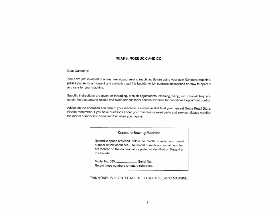 Kenmore sewing machine | Sears 385.1883 User Manual | Page 3 / 139