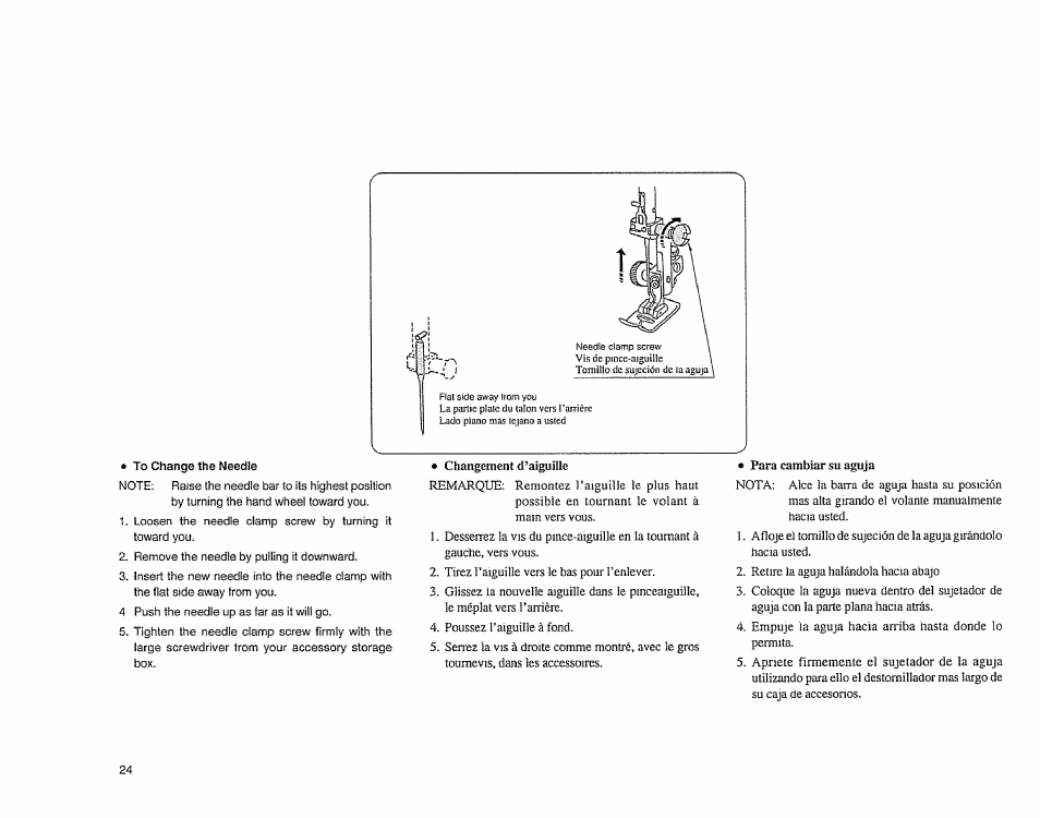 Changement d’aiguille, Para cambiar su aguja, Changement d'aiguille | Para cambiar su aquja | Sears 385.1883 User Manual | Page 32 / 139