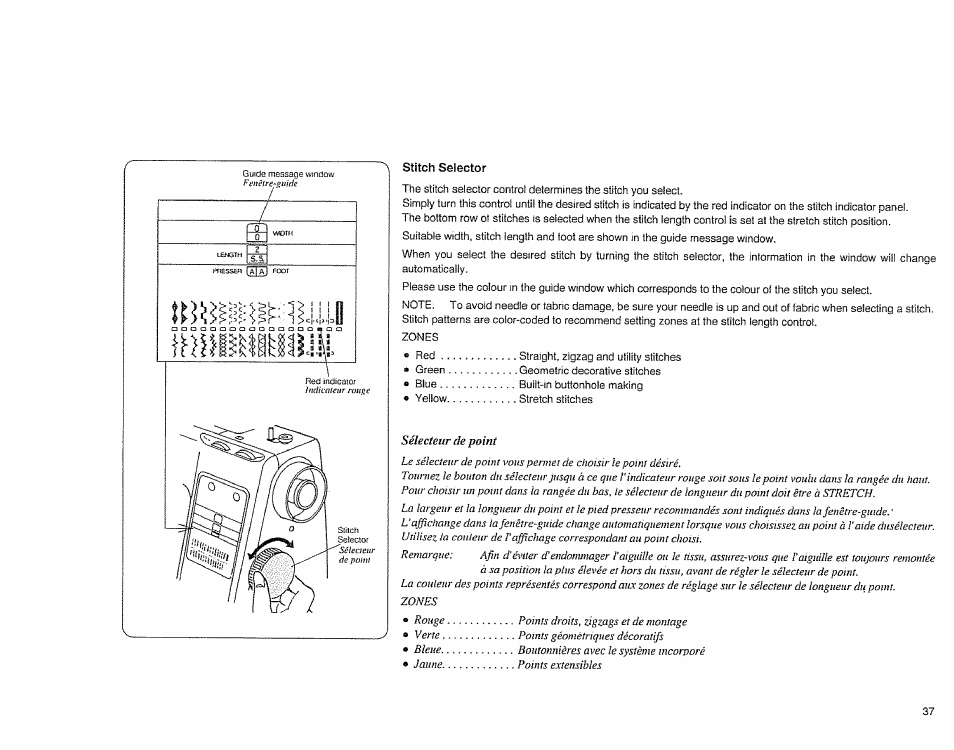 Stitch selector | Sears 385.1883 User Manual | Page 45 / 139