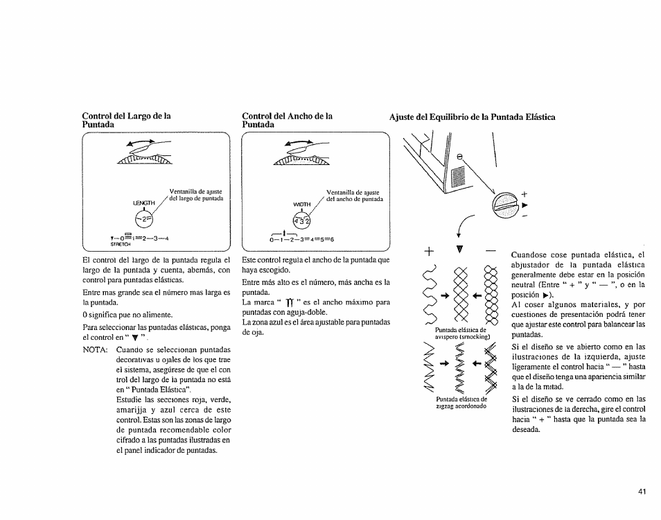 Control del ancho de la puntada, Ajuste del equilìbrio de la puntada elástica, Control del largo de la puntada | Ajuste del equilibno de la puntada elástica, Jfr/_ijl3 | Sears 385.1883 User Manual | Page 49 / 139