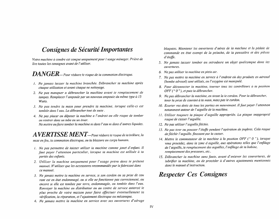 Consignes de sécurité importantes, Danger, Æ vertisse rient | Respecter ces consignes | Sears 385.1883 User Manual | Page 6 / 139