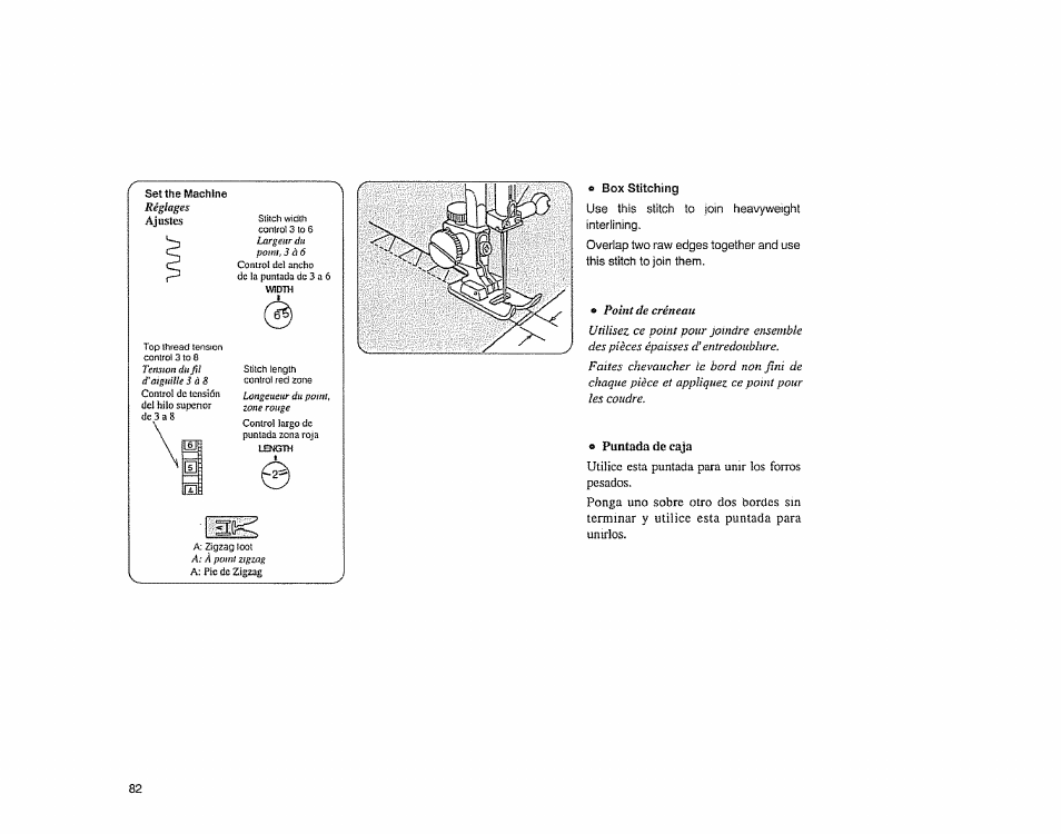 0 box stitching, Box stitching | Sears 385.1883 User Manual | Page 90 / 139
