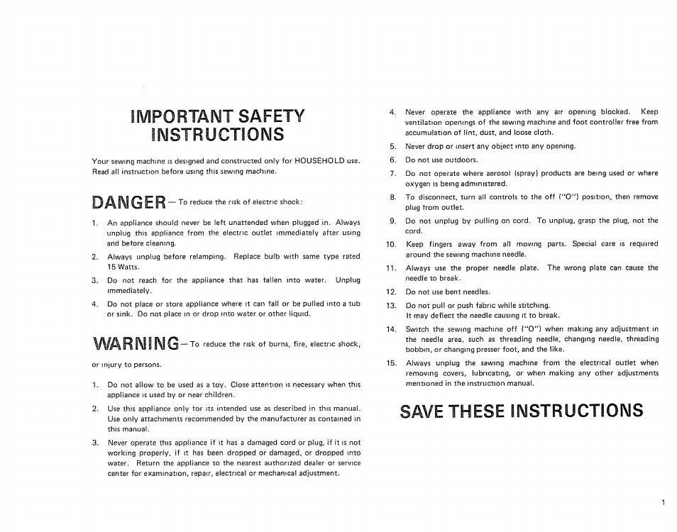 Important safety instructions, Save these instructions, Important | Danger, Warning, Safety instructions | Sears 385. 12714 User Manual | Page 3 / 49