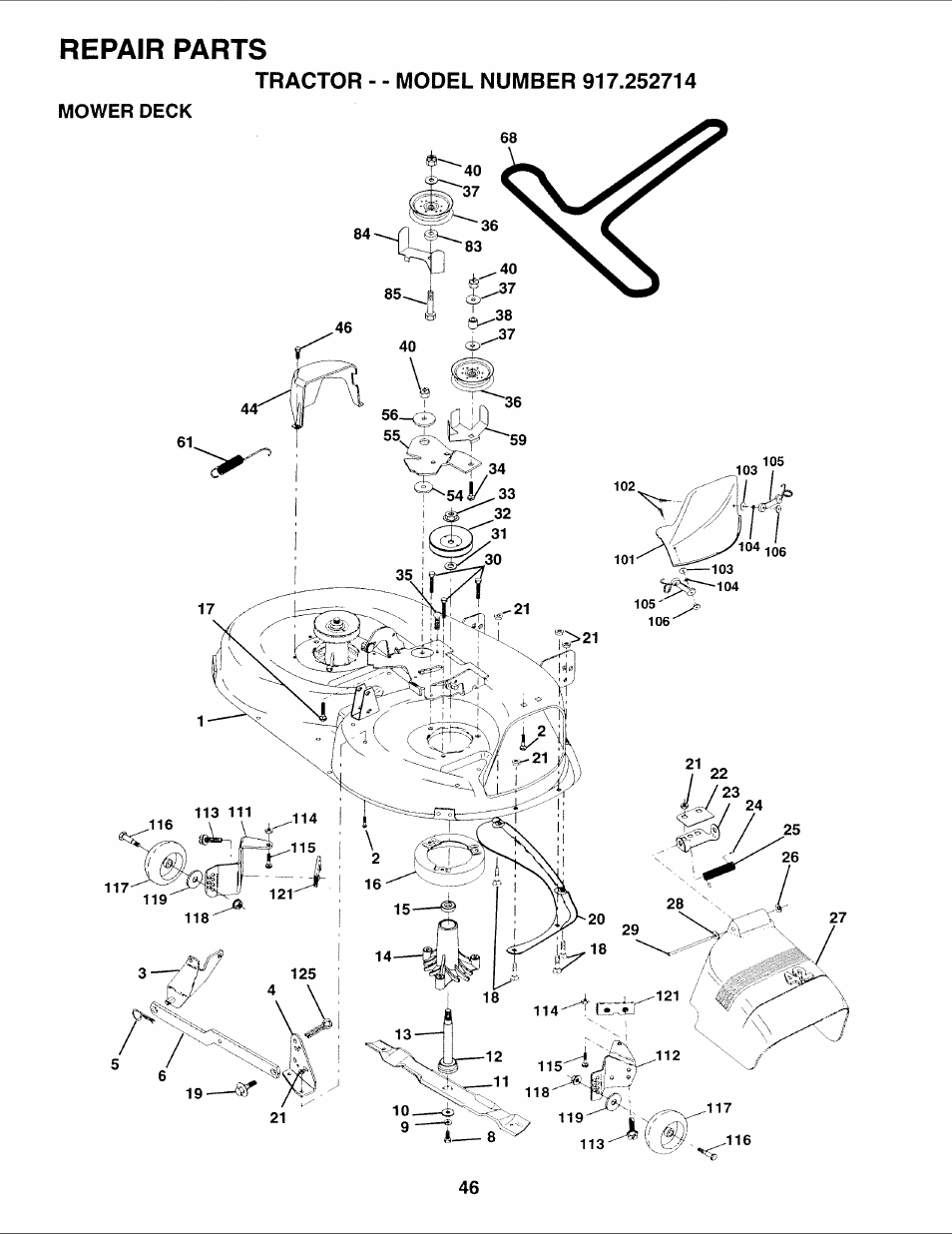 Repair parts | Sears 917.252714 User Manual | Page 106 / 120