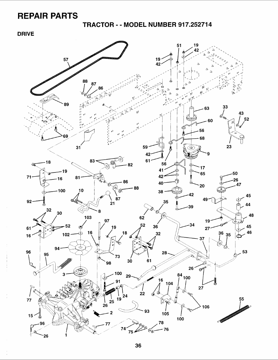 Repair parts | Sears 917.252714 User Manual | Page 36 / 120
