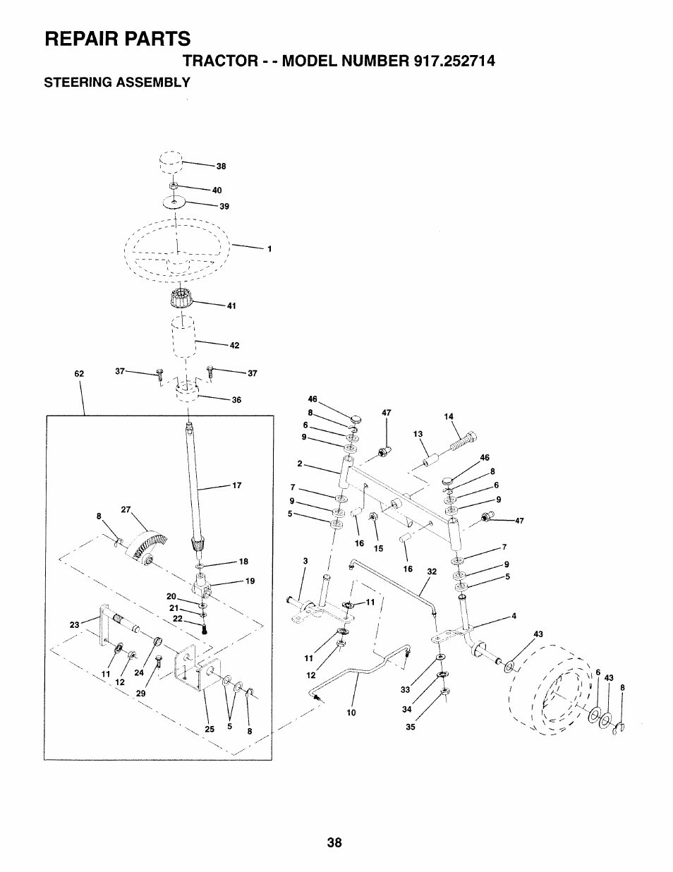 Repair parts | Sears 917.252714 User Manual | Page 38 / 120