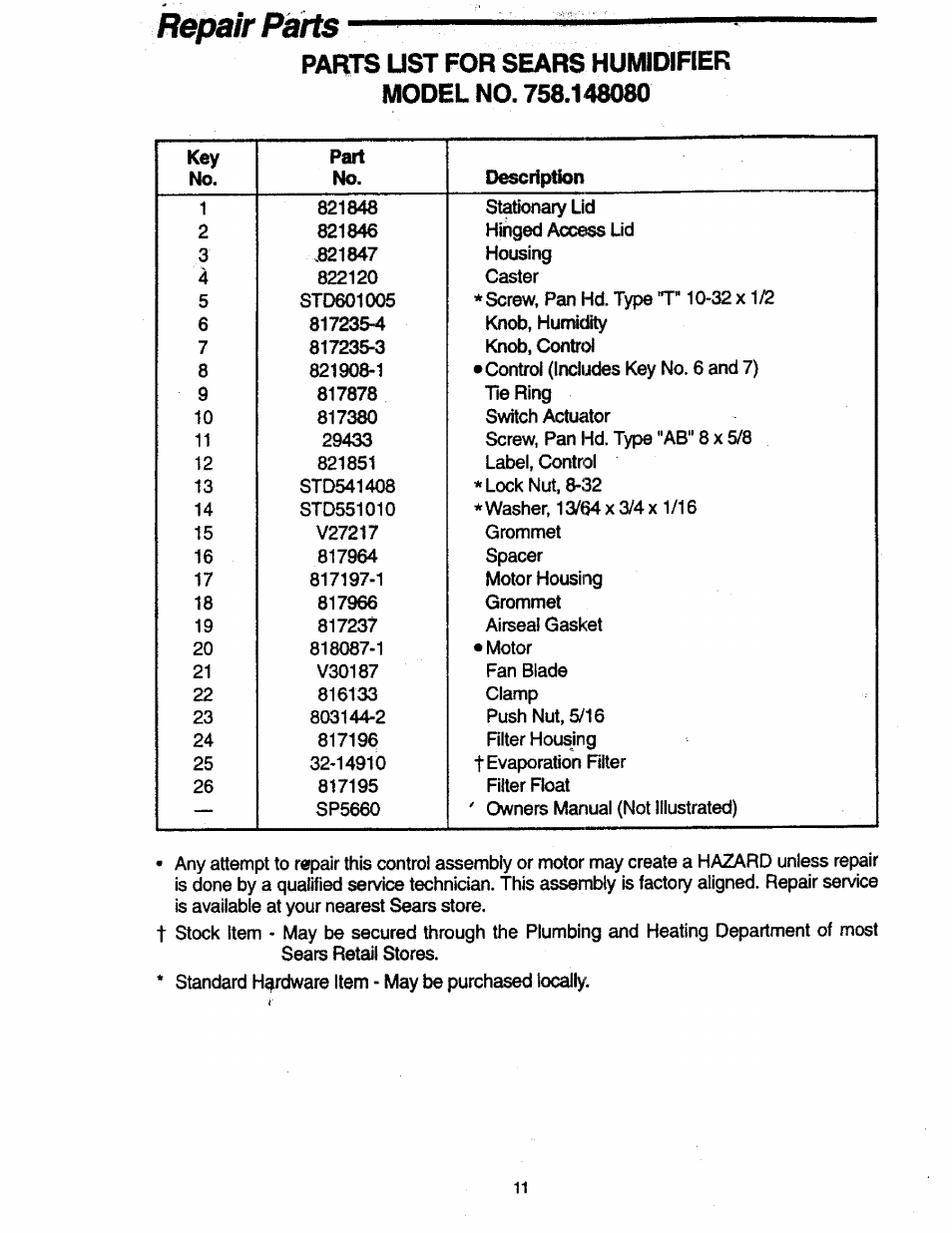 Sears 758.14808 User Manual | Page 11 / 12