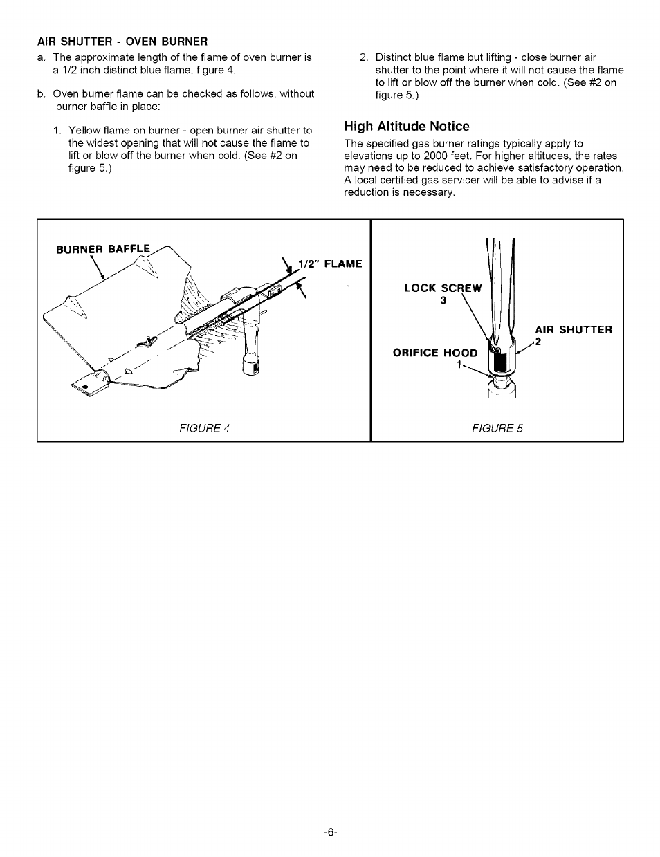 Air shutter - oven burner, High altitude notice | Sears 8101 P590-60 User Manual | Page 6 / 8