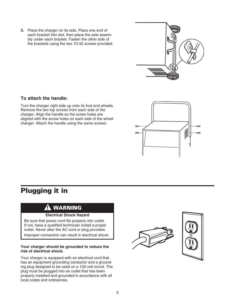 Plugging it in, Warning | Sears 200.71231 User Manual | Page 6 / 14