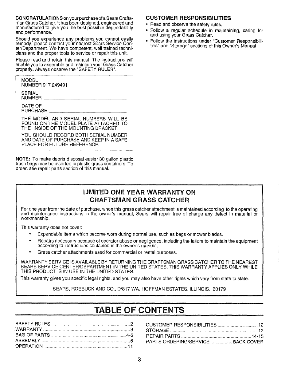 Sears 917.249491 User Manual | Page 3 / 16