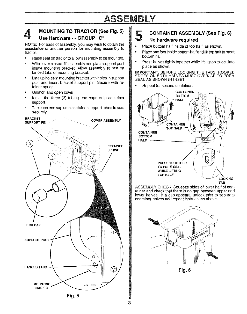 Fig. 6, Assembly | Sears 917.249491 User Manual | Page 8 / 16
