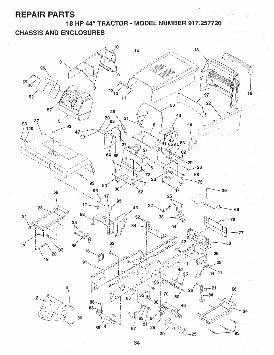 Repair parts | Sears Craftsman 917.257720 User Manual | Page 34 / 60