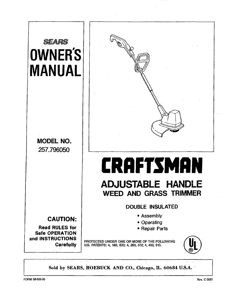 Sears 257.79605 User Manual | 8 pages