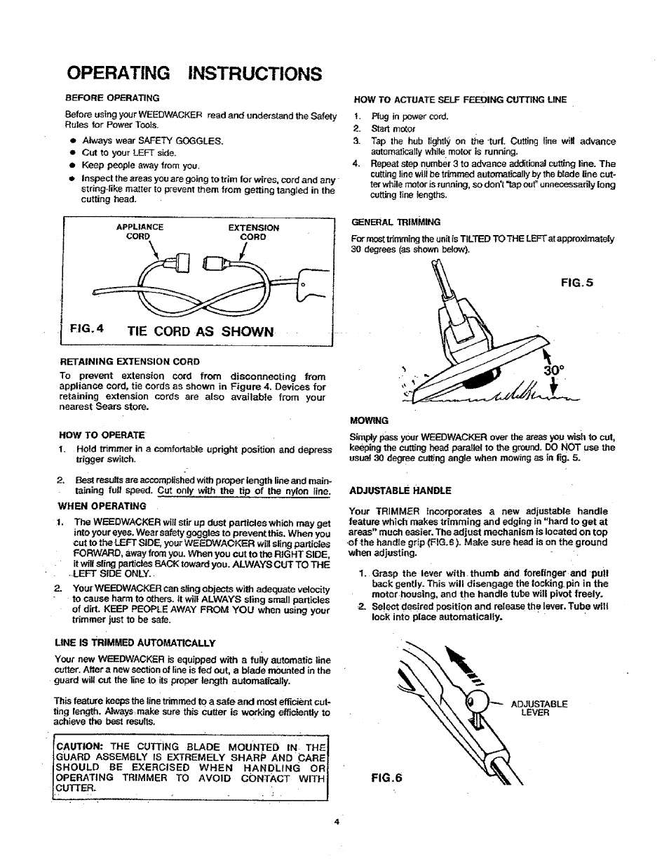 Operating instructions | Sears 257.79605 User Manual | Page 4 / 8