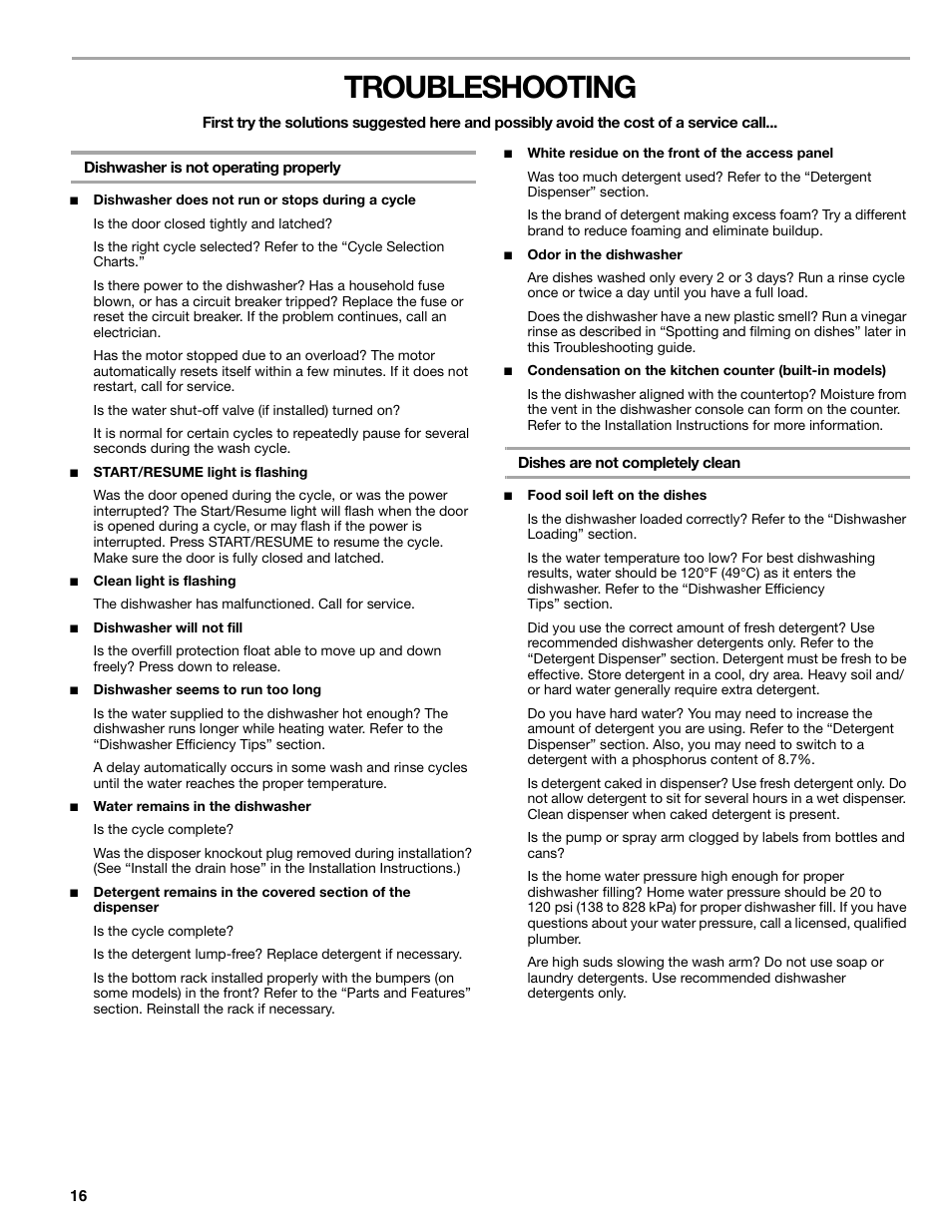 Troubleshooting | Sears 665.1359 User Manual | Page 16 / 18