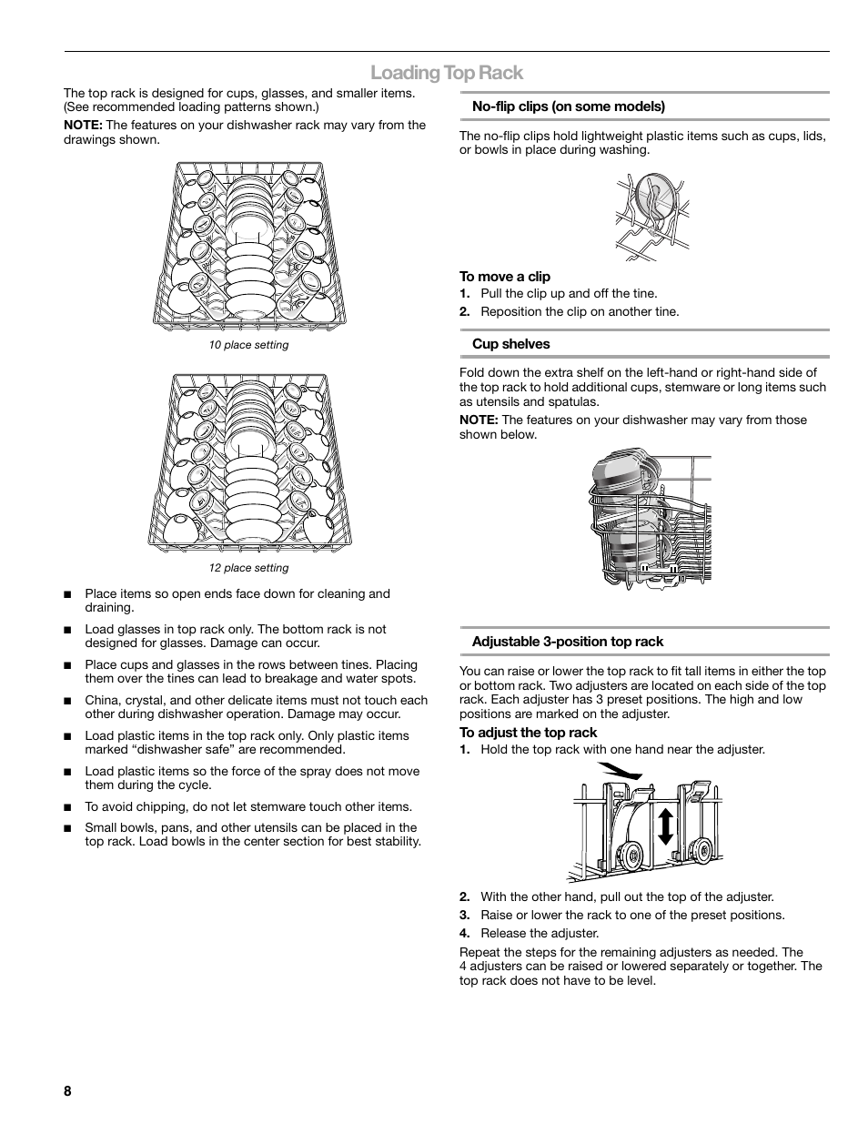 Loading top rack | Sears 665.1359 User Manual | Page 8 / 18