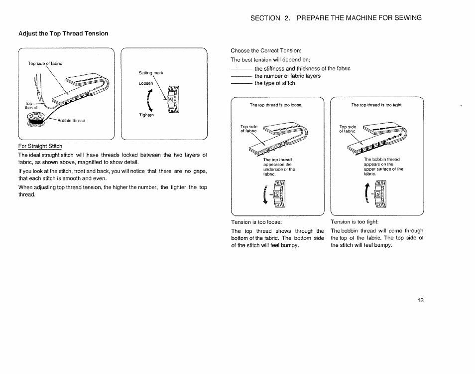 Adjust the top thread tension | Sears 385.12514 User Manual | Page 15 / 45