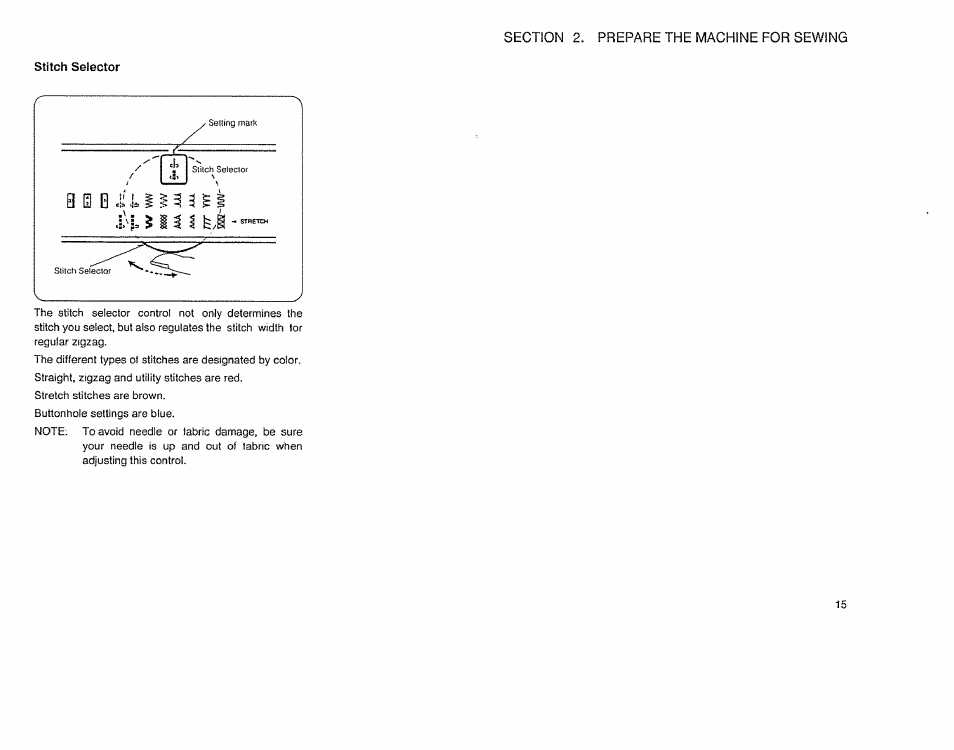 Stitch selector | Sears 385.12514 User Manual | Page 17 / 45