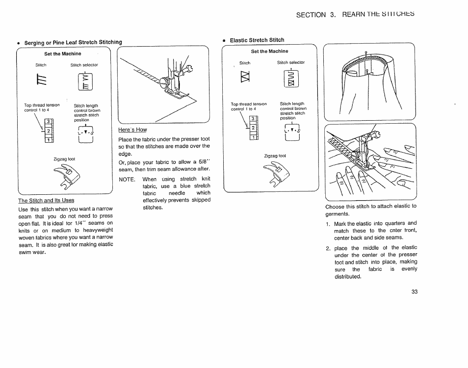 Sergifig or pine leaf stretch stitching | Sears 385.12514 User Manual | Page 35 / 45