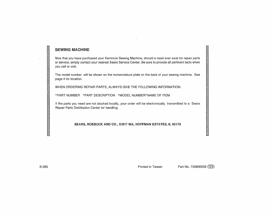 Sears 385.12514 User Manual | Page 45 / 45