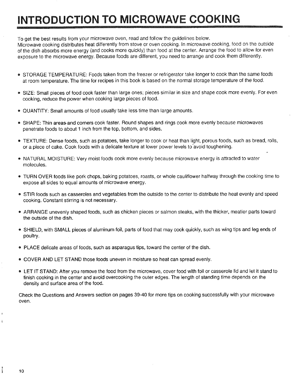 Introduction to microwave cooking | Sears 89950 User Manual | Page 10 / 43