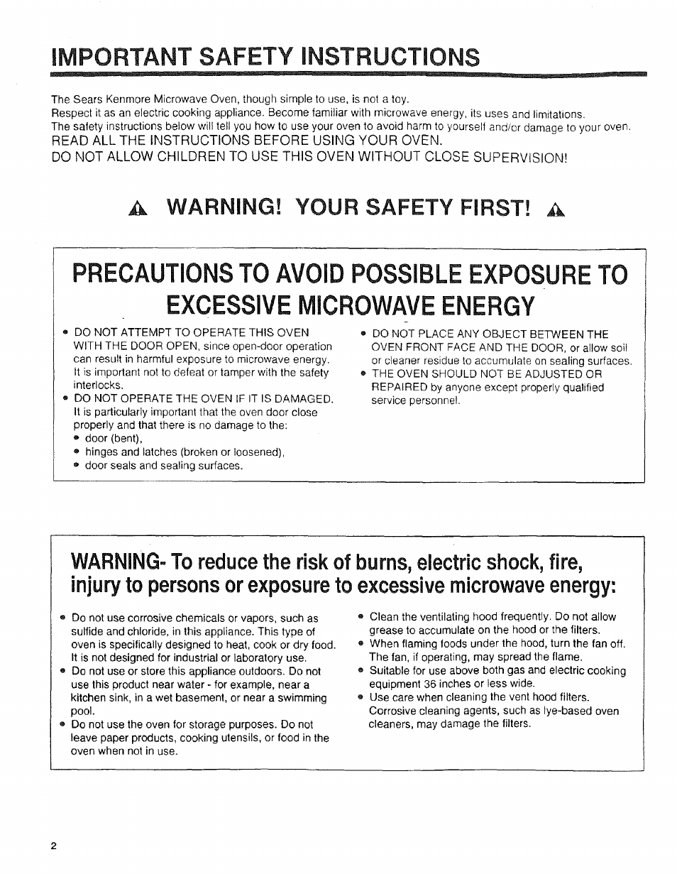 A warning! your safety first! a, Important safety instructions | Sears 89950 User Manual | Page 2 / 43
