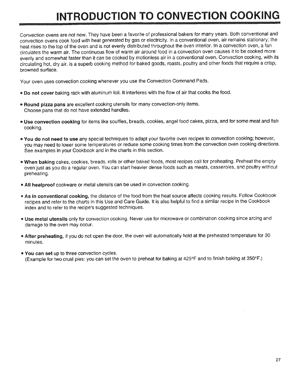 Introduction to convection cooking | Sears 89950 User Manual | Page 27 / 43