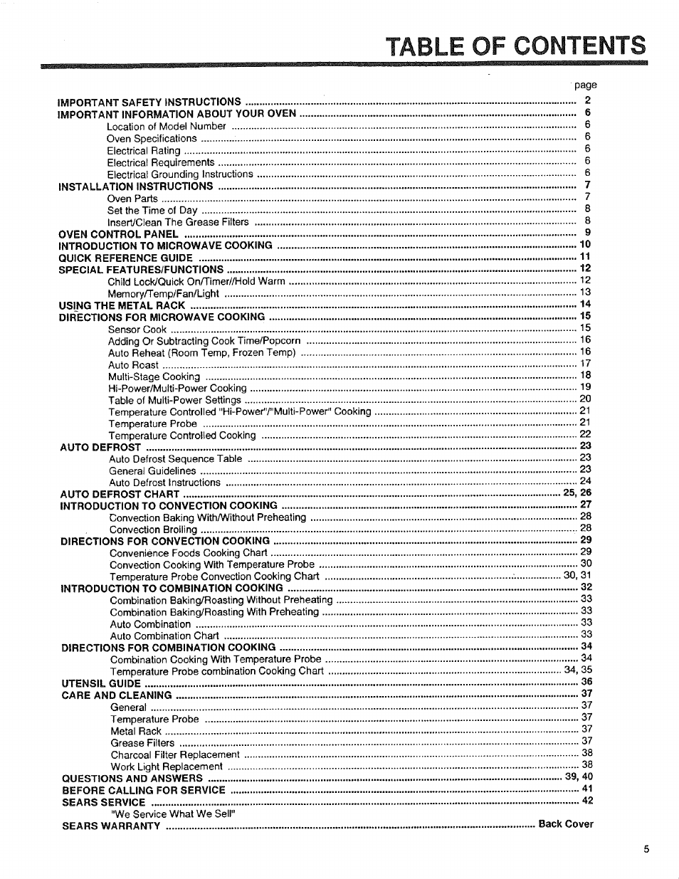 Sears 89950 User Manual | Page 5 / 43