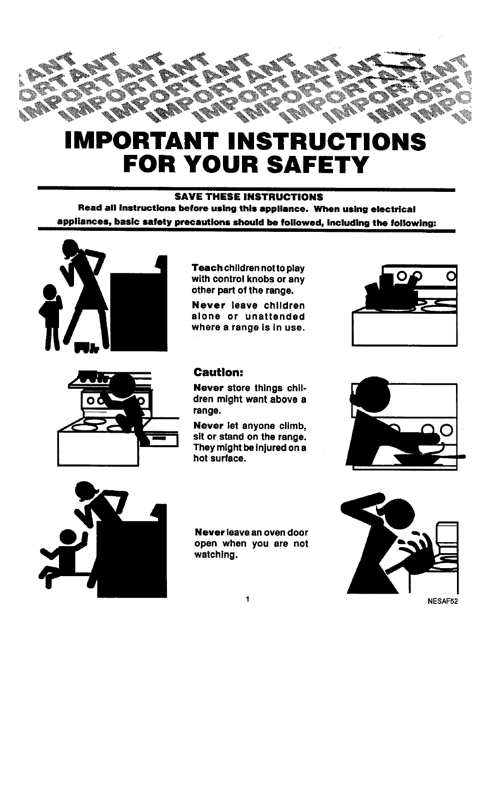 Important instructions for your safety, Caution | Sears KENMORE 45520 User Manual | Page 2 / 24