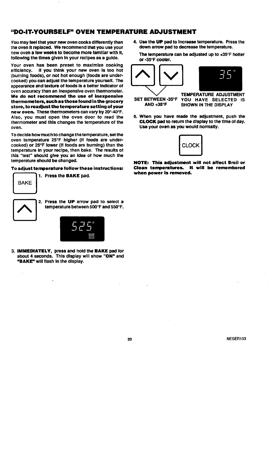 Do-it-yourself” oven temperature adjustment | Sears KENMORE 45520 User Manual | Page 21 / 24