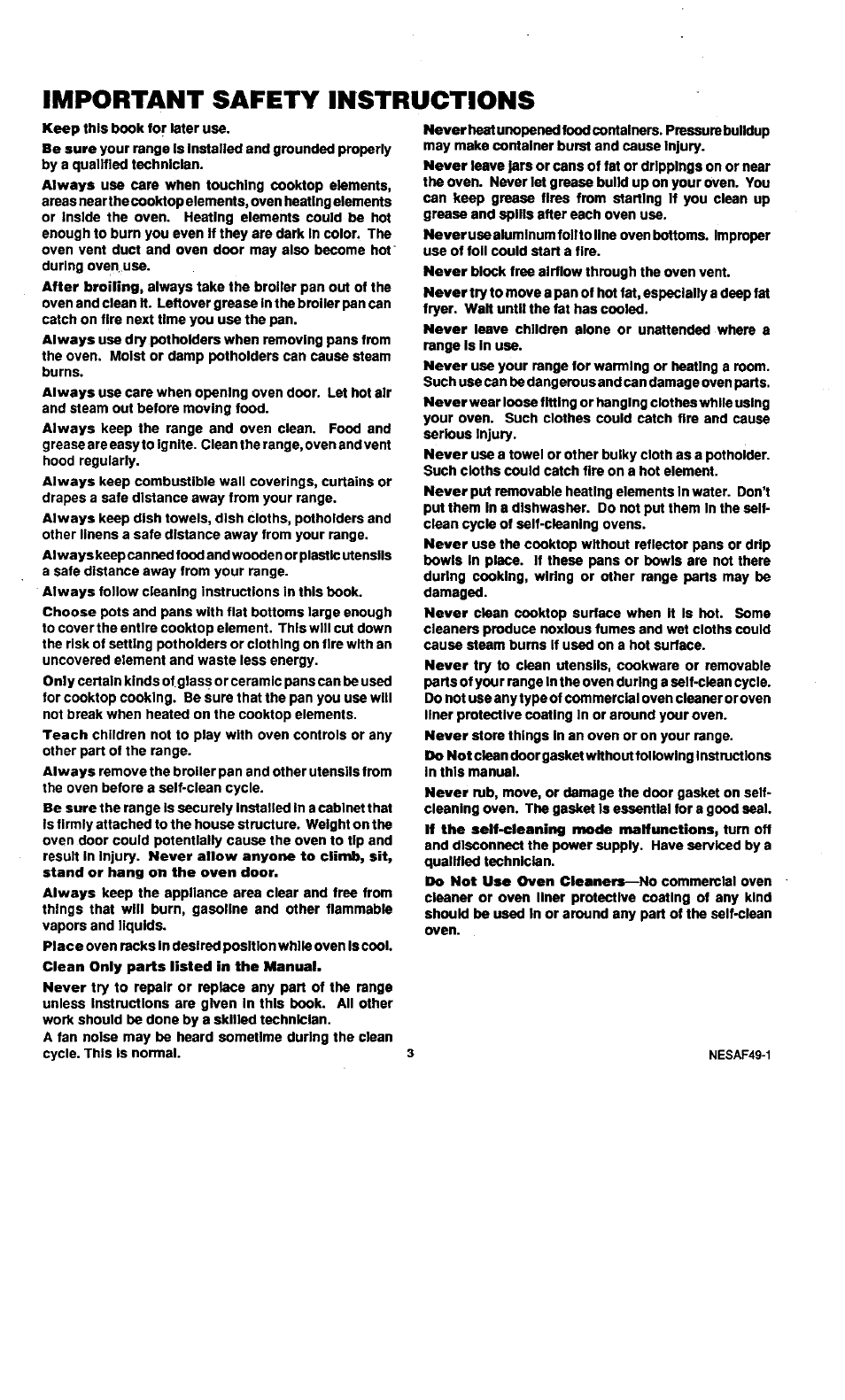 Important safety instructions | Sears KENMORE 45520 User Manual | Page 4 / 24