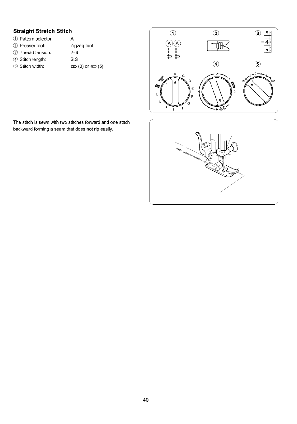 Straight stretch stitch | Sears 385.4052LX200 User Manual | Page 48 / 79
